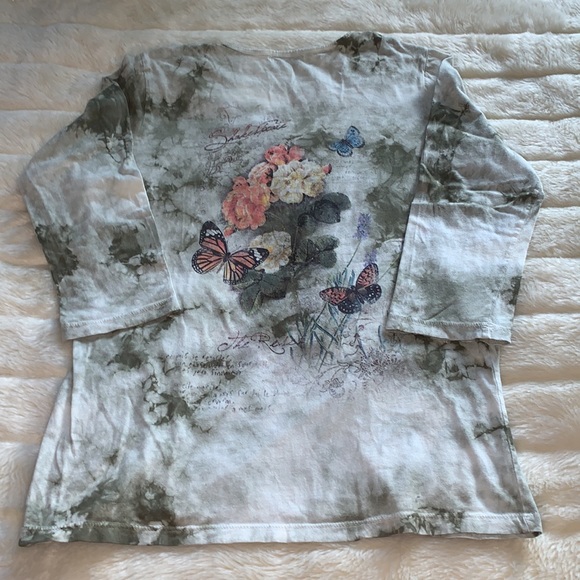 Cactus Shakespeare jewelled butterflies green tie dye shirt L - Picture 9 of 10